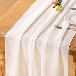 Socomi Camino de Mesa de Gasa Marfil de 10 pies, 29 x 120 Pulgadas, Camino de Boda, decoración de Despedida de Soltera