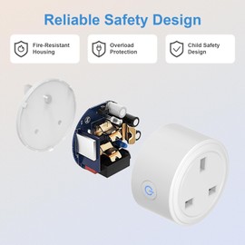 SURFOU Smart Plug WiFi Socket with Energy Monitoring, Timer & Schedule, App Remote Control, Voice Control Compatible with Alexa, Google Home and SmartThings, Mini Smart Plug, 13A , 2 Pack
