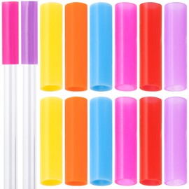 HINZIC 12Pcs Silicone Straw Tip 5/16"Wide(7.8mm Outer Diameter) Straight Reusable Food Grade Rubber Straw Cover Nozzles Flex Replacement Tips for Stainless Steel Metal Straws,6 colors