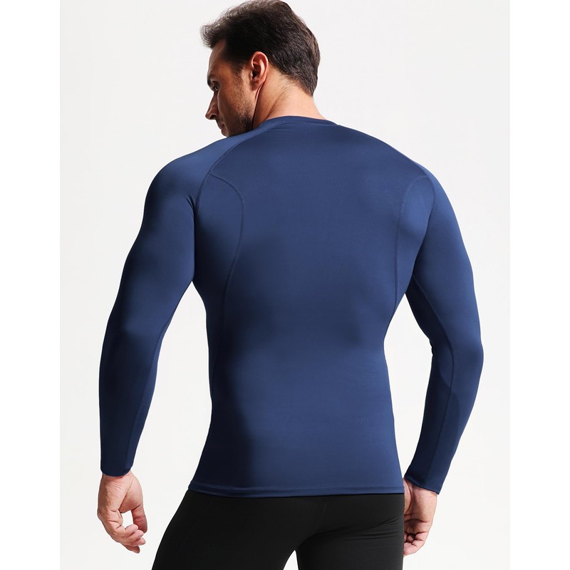 NELEUS Men's 3 Pack Compression Shirt Athletic Running Shirts,5029,Black/Grey/Navy,Blue,XL