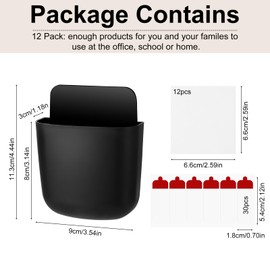 ZhouBoat 12 Pcs Black Remote Control Holder Wall Mount, Self-Adhesive Wall Phone Holder, Storage Box Organizer