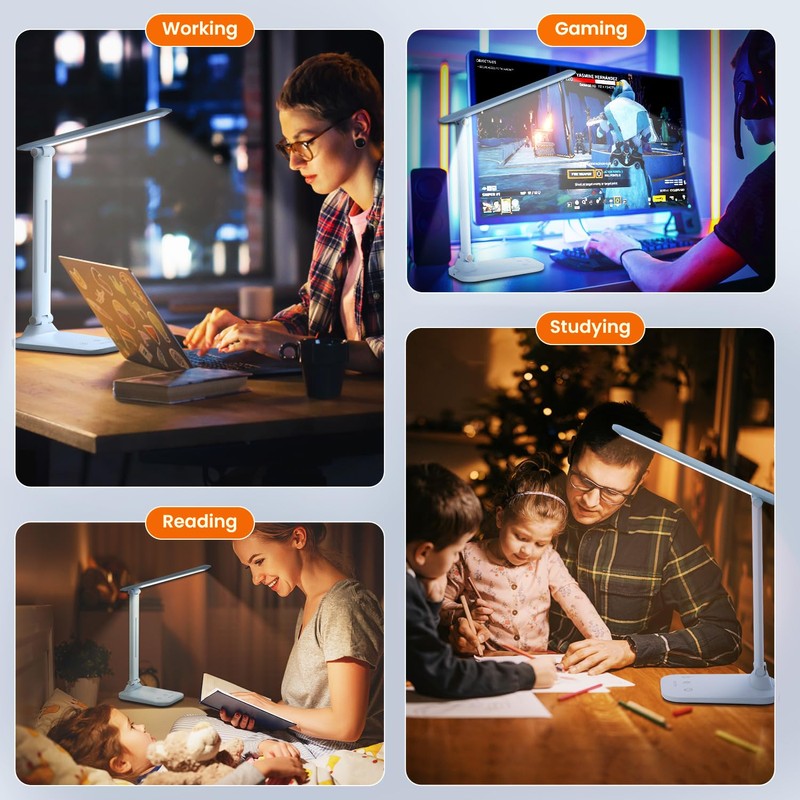 BICKON Dimmable LED Desk Lamp, Timer Table Lamp, 5 Lighting