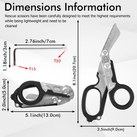 WANDGU 6 in 1 Rescue Scissors: Trauma Scissors, Rescue Scissors, Portable, Foldable Stainless Steel Scissor Pliers, Outdoor Camping Scissors Tools, Emergency Scissors for Rescuers (Black)
