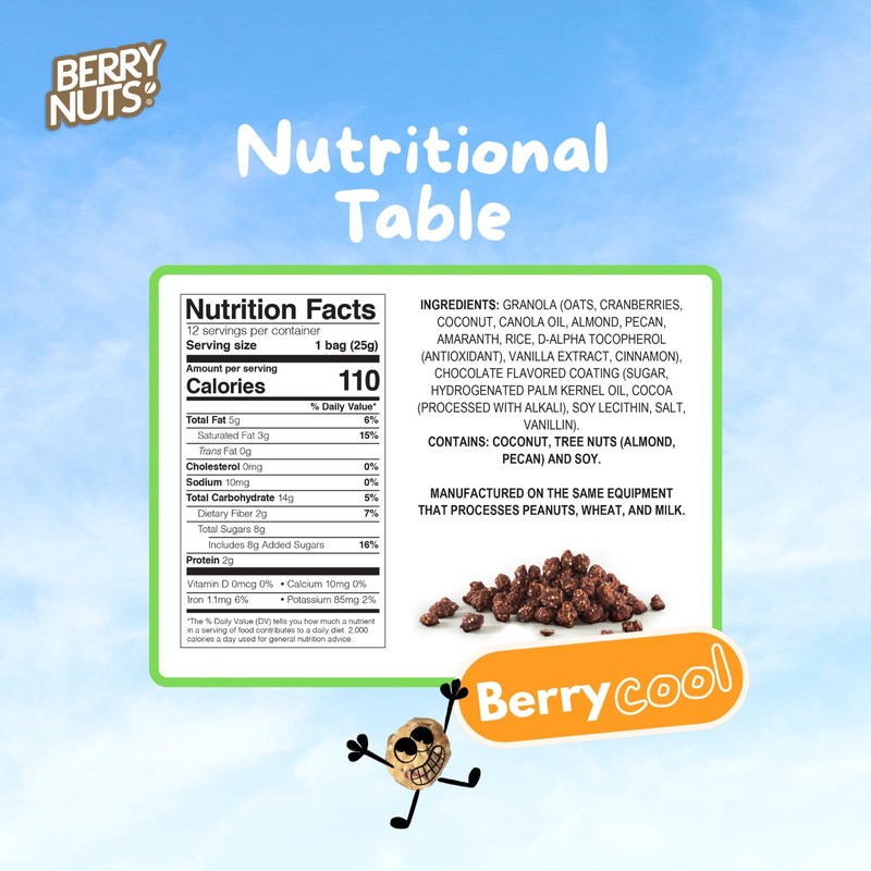 Berry Nuts Chocolate Granola Bites 12 Pack (12x 0.88 Oz)