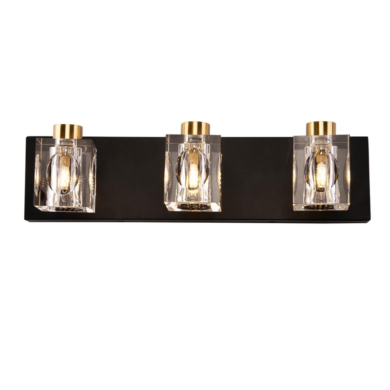 Modern Crystal Vanity Lights,3 Light Bathroom Vanity Light fixtures,Black and