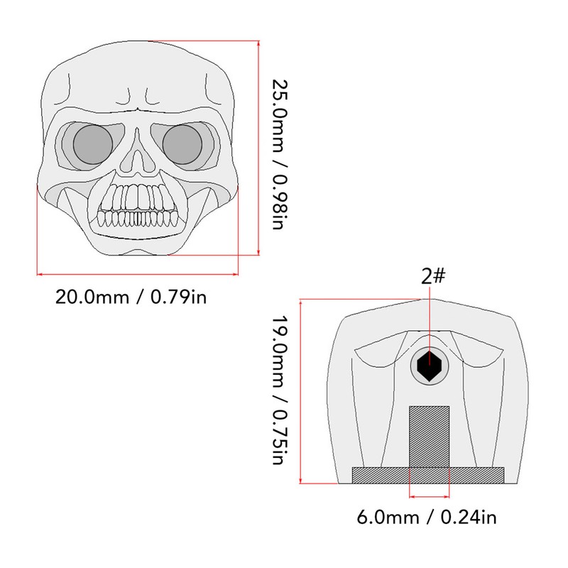 3Pcs Electric Guitar Skull Knobs Metal Volume Tone Head Cap