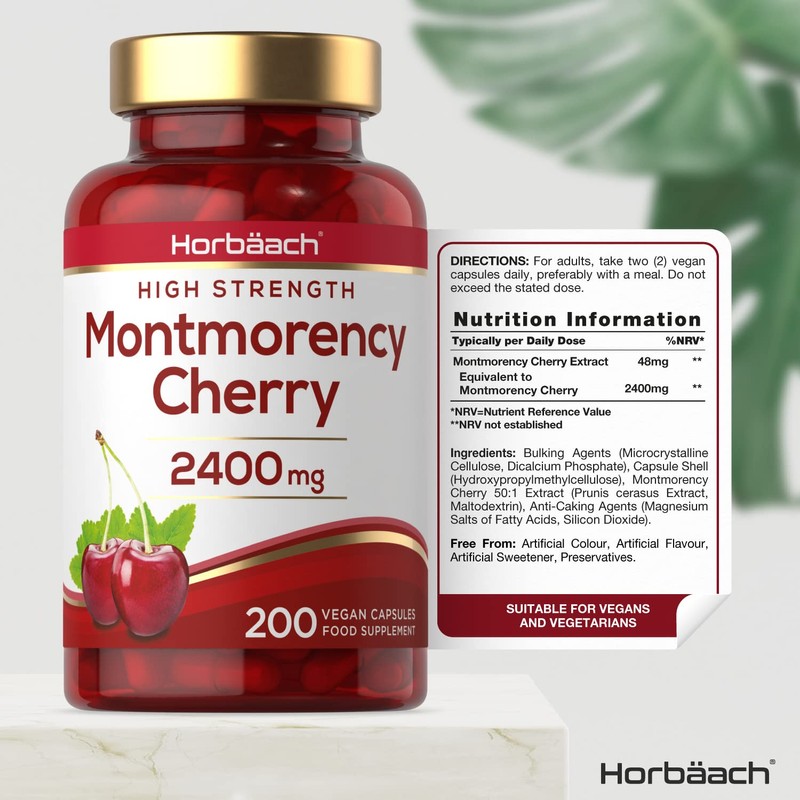 Montmorency Cherry Capsules 2400mg | 200 Count | Tart Cherry