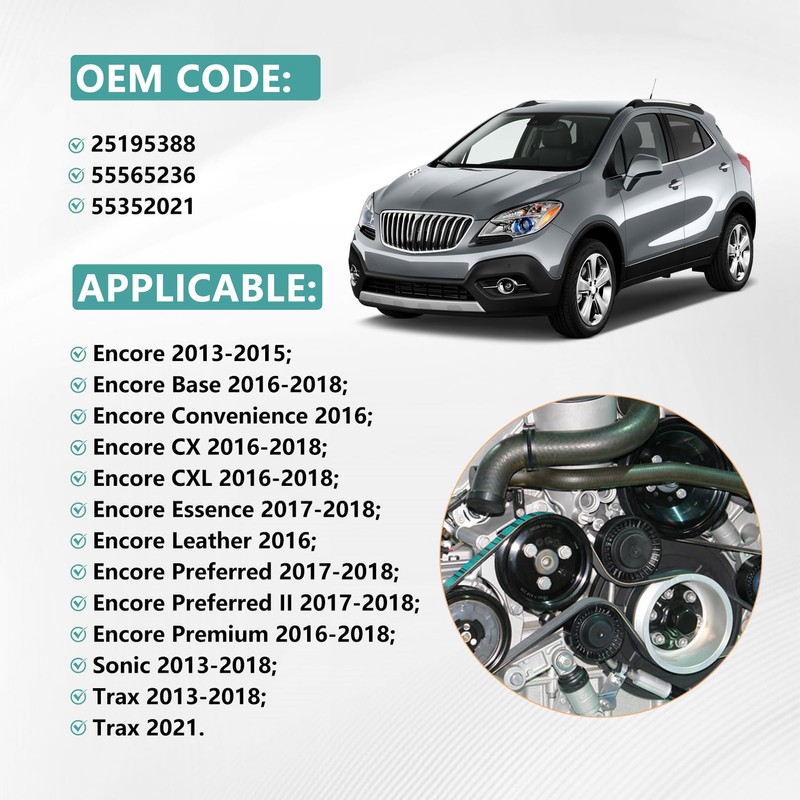 Drive Belt Tensioner Pulley Assembly Compatible with Buick Encore 2013-2018,