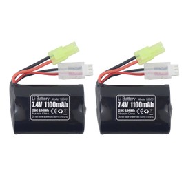 MOONZON 2PCS 7.4V 1100mAh Lithium Battery for H102 TX121 High Speed RC Boat Outdoor Water Electric RC Toy Rowing