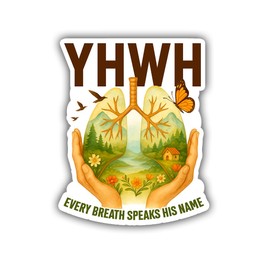 SUNHADO YHWH Every Breath Speaks His Name Sticker, Inspired Faith Funny Stickers, Bible Verse Religious Decals, Lungs Christian Gifts Decoration for Laptops, Phones, Water Bottles, Car, Window