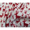 Christmas Fabric - Red Reindeers Stags on Off White -