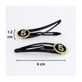 Righe e Pois - Paar Strass Haarspangen Design N5 gold schwarz 6 cm 2er Set Damen Mode Haarspangen Haarspangen - 10-209