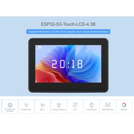 ESP32-S3 4.3inch LCD Touch Screen Development Board onboard 800×480 65K RGB Screen 5-point Touch Display with Case, Support 2.4GHz Wi-Fi & Bluetooth 5, 32-Bit LX7 Dual-Core Processor
