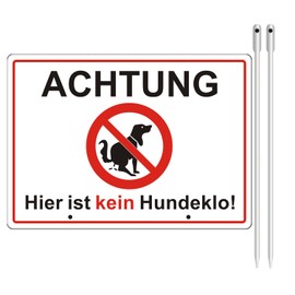 Luimode Kein Hundeklo Sign Reflective Aluminium Sign 35 x 25 cm, Privatgrundstück Hier ist Kein Hundeklo Sign with UV Protection, with Metal Bracket and Accessories