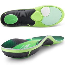 VALSOLE Heavy Duty Support Dynamic Comfort Insoles - Detachable Metatarsal Shock Pad, 3D SLS Printed Shell, Arch Support for Heavy Weight, Superior Grip Mesh Fabric, Insoles for Men Women (Green, L:11.6"/294MM(Men 10-11.5/Women 12-13.5))