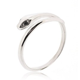 Sovats Snake Thumb Ring for Women Set with Black Cubic Zirconia 925 Sterling Silver Rhodium Plated - Simple, Stylish &Trendy Nickel Free Ring, Size 56