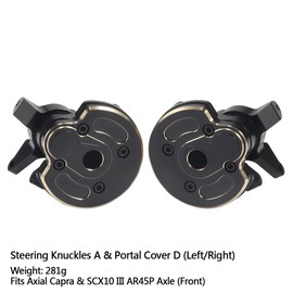 Black Brass Weight Steering Knuckles & Portal Cover Set for Axial Capra SCX10 III AR45P SuperShafty CP44 Vanquish F9 Axle (Portal Weight Set 4)