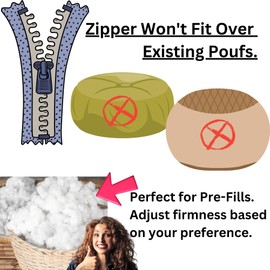 DaDalogy Bedding Lavender Grey Faux Fur Ottoman Pouf Cover [NO Insert] - Soft Cozy Geometric Décor with Zipper- 1-Piece 18" x 18" x 18"