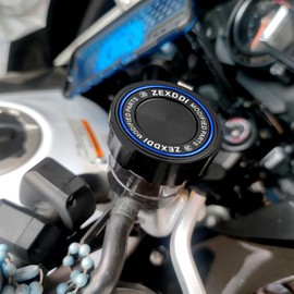 ZEXDDI 2PCS Fit For 2025 YZF R9 R7 R6 MT09 CBR1000RR Z900RS Z750 ZH2 Ninja 1000SX ZX6R DAYTONA 675 CNC Motorcycle Rear and Front Brake Fluid Reservoir Cover Cap (Blue)