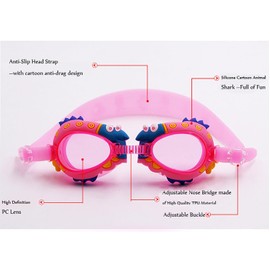 JunnKay Kids Swim Goggles, Cartoon Animal Swimming Goggles with Free Protection Case for Children Teens Bungee Straps Anti Fog, UV Protection No Leaking,Multiple Cute Styles Crocodile SG7B