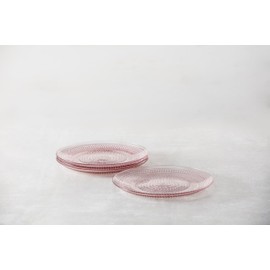 Fortessa Jupiter Hobnail Glass, 10.5" Dinner Plate (Set of 4), Pink