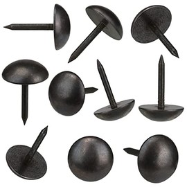 Retro Solid Pure Brass Tacks as Antique Upholstery Nails for Furniture, Decorative Push Pins for Wood,Carpet Tacks,Hardware Tacks,Cap Nails,Thumb Tacks，Brass Fasteners（7/10",18mm Black Color,10 Pcs)