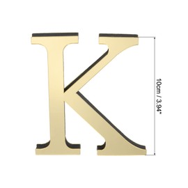 PATIKIL 3D Acrylic Alphabet Mirror Wall Stickers Letter K Self-Adhesive Home Decor Letter Sign Art Sticker Decal for DIY Home Decoration Light Gold