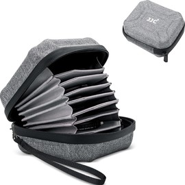 JJC Water Resistant Camera Lens Filter Bag for 10 Round Filters up to 95mm Diameter - Protective Insert Bags, Filter Bag, Carry Bag, Storage Bag, grey, Compact