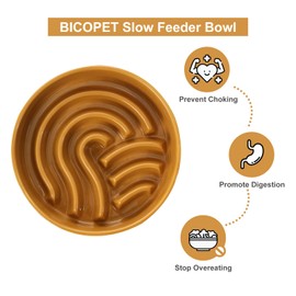 BICOPET Ceramic Slow Feeder Dog Bowls Raised for Small Dogs, Large Breed, Elevated Puzzle Food Bowl with Stand, Slow Eater for Medium Dogs, Porcelain Slow Eating Down Cat Bowl(9-23OZ)