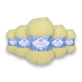 LaVita Yarn VELUR Hand Knitting Yarn, 5-Pieces Pack, 100% Micro Polyester Sports Yarn, 1 Ball 100 gr, 120 mt (1041)