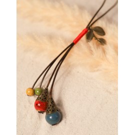 MINACHI Boho Hippie Colorful Beads Lucky Leaf Long Necklace Bohemian Jewelry Gift
