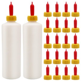 Goat Nipple and Bottles Set, 20 Pieces Cow Calf Milk Drink Nipple and 2 Pieces 400 ml Lamb Feeding Bottle Kit for Sheep Goat Pup Dog Farm Supplies