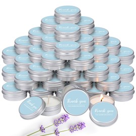 MTLEE 50 Pcs Thank You Candles Gift Wedding Favors Baby Shower for Guests 1 oz Lavender Scented Soy Wax Candle Aromatherapy Candle Favors for Bridal Shower Baby Shower(Blue)
