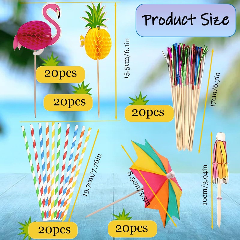 Cocktail Accessories for Drinks,100 pcs Cocktail Decorations Party Pack with