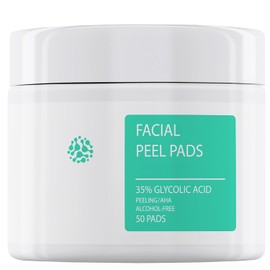 Glycolic Acid Resurfacing Pads 35% for Face and Body- Exfoliating Facial Peel with Green Tea - Glycolic Acid Face Wash for Cleansing Peeling 50 Pads