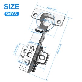 50 Pairs Full Overlay Soft Close Cabinet Hinges Silent Hydraulic, Heavy-Duty Frameless European Concealed Hinges, Crash Prevention Cupboard Heavy Door Replacement, Clip-On Plate (50, Full Overlay)