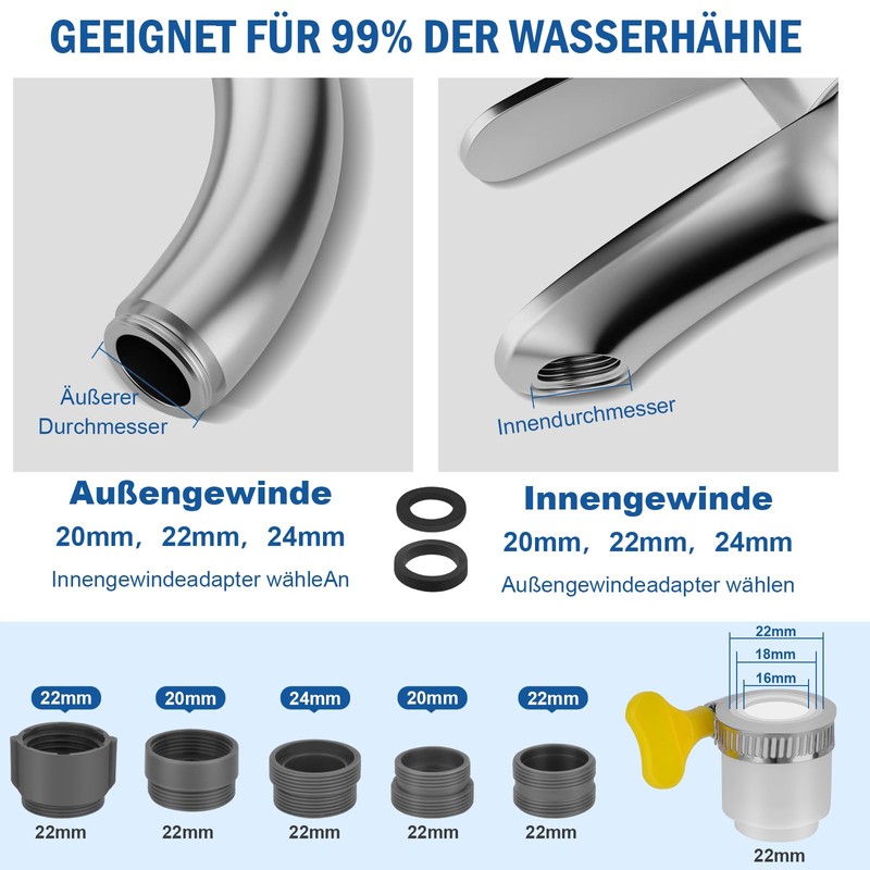 Tap Attachment Swivelling, Tap Extension, Aerators for Taps, Multifunctional 4