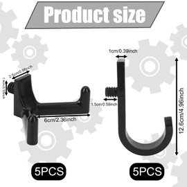 4pcs Tool Hooks for Suncast Shed, Single-Head J Hook and Double-Head Hook Set Premium Storage Sheds Tool Hangers Organization Accessories for Hanging Shovels Rakes Scissors Tools (Black)