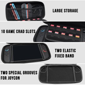 TIKOdirect Accessorices Bundle 9 in 1 for Switch 2 2025,Travel Bag with 2 Screen Protectors,Clear Protective Case,4 Grip Caps, Charge Cable, Black