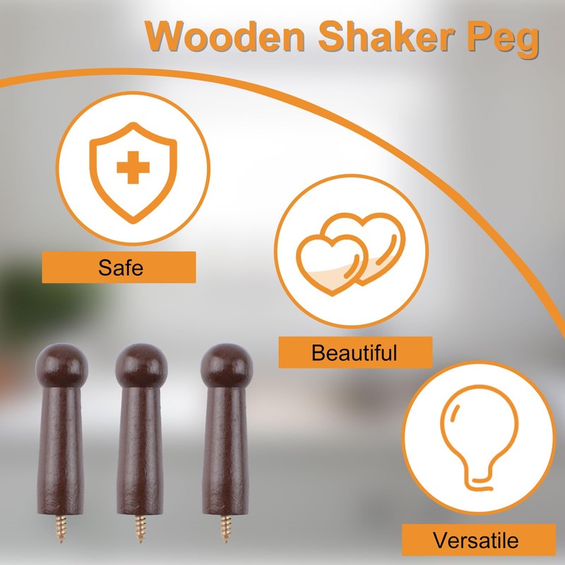 MOROBOR Wooden Shaker Pegs, 10pcs Decorative Coat Peg Natural Wood