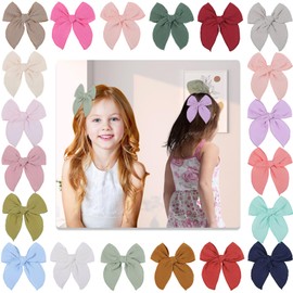 Pinzas para Cabello para Niñas,20 Pcs Lazos para el cabello para niñas,5.4 pulgadas hecho a mano lazos para el pelo de algodón y lino,regalo Ideal para niñas,cumpleaños,regalo del día del niño