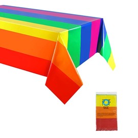 QKEPCY Tablecloth Birthday Rainbow Colourful Plastic Premium Rectangular Anti-Dirt Waterproof for Children Girls Boys Birthday Party Decoration