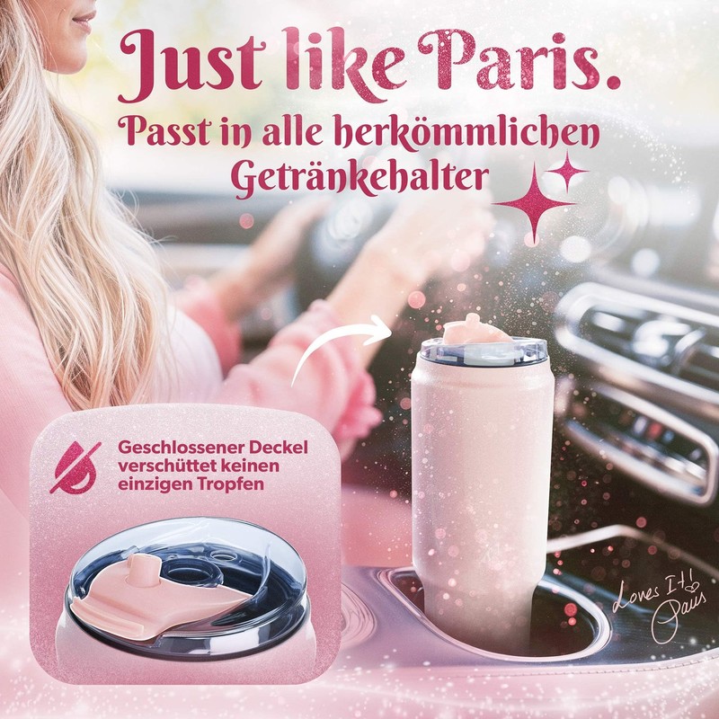 FACKELMANN Paris Hilton - Pink Stainless Steel Water Bottle with