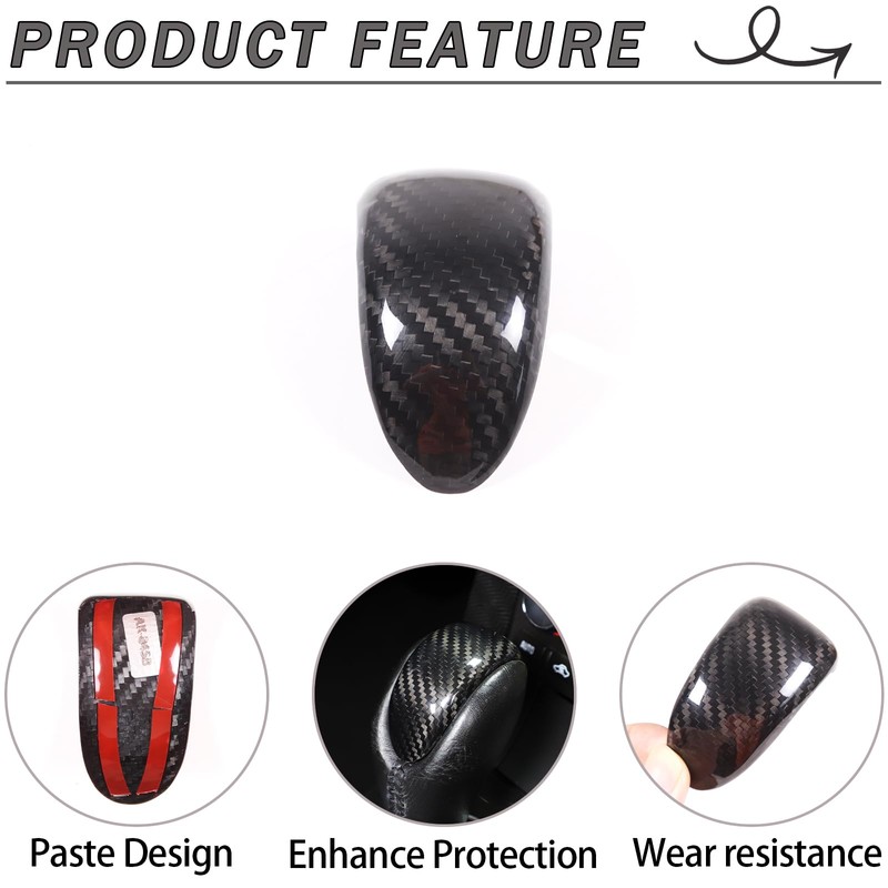 Lcojicep Real Carbon Fiber Car Gear Shift Knob Cover Compatible