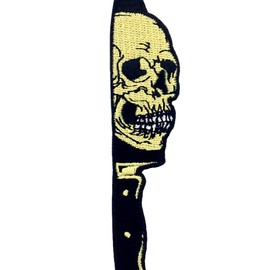 ZEGIN Skull from Dagger Patch Embroidered Applique Badge Iron On Sew On Emblem