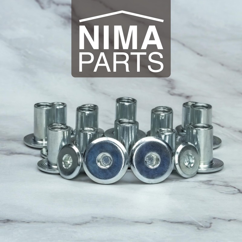 Pack of 10 Sleeve Nuts with Flat Head and Hexagon