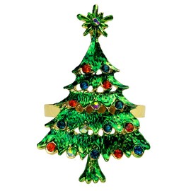 Getfitsoo Christmas Tree Napkin Rings, Napkin Holder for Wedding Christmas Party Dinner Table Decor 6 Pcs (Green Christmas Tree)