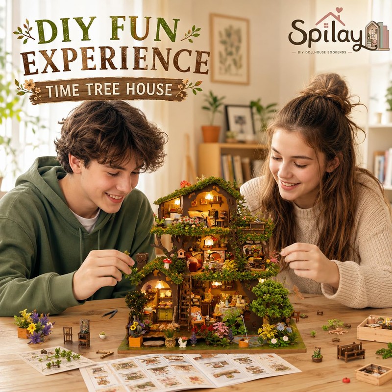 Spilay DIY Miniature House Kit for Adults, Miniature Dollhouse Building