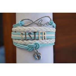 Infinity Collection Sister Bracelet -Sister Jewelry- Blue Sister Charm Bracelet, Big Sister Bracelet for Girls, Gift for Sisters, Gender Reveal