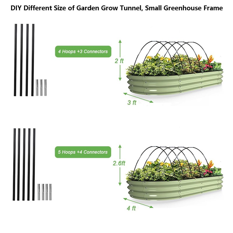 Garden Hoops Grow Tunnel, 12 Sets of 7FT Greenhouse Hoops